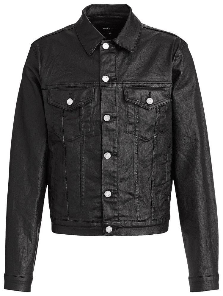 PURPLE BRAND Creased Film Trucker Jacket Black
