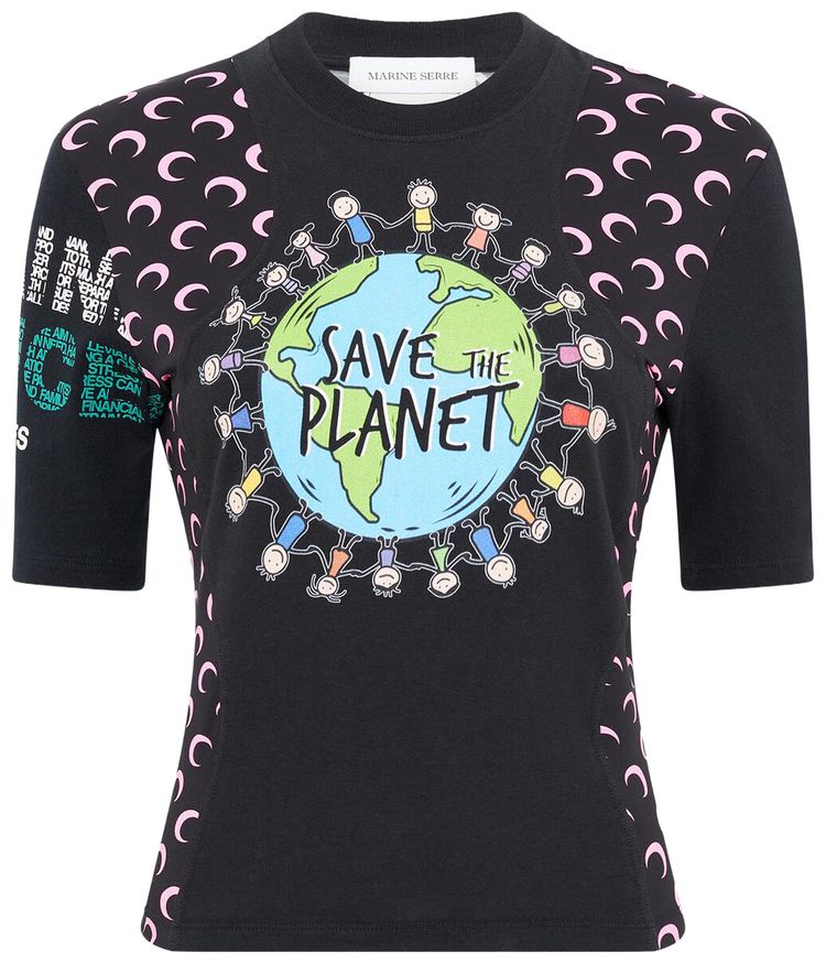 Marine Serre Regenerated Graphic Jersey Baby Fit T Shirt BlackPink