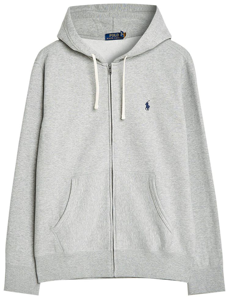 Polo Ralph Lauren Long Sleeve Cotton Cable Knit Full Zip Hoodie Andover Heather