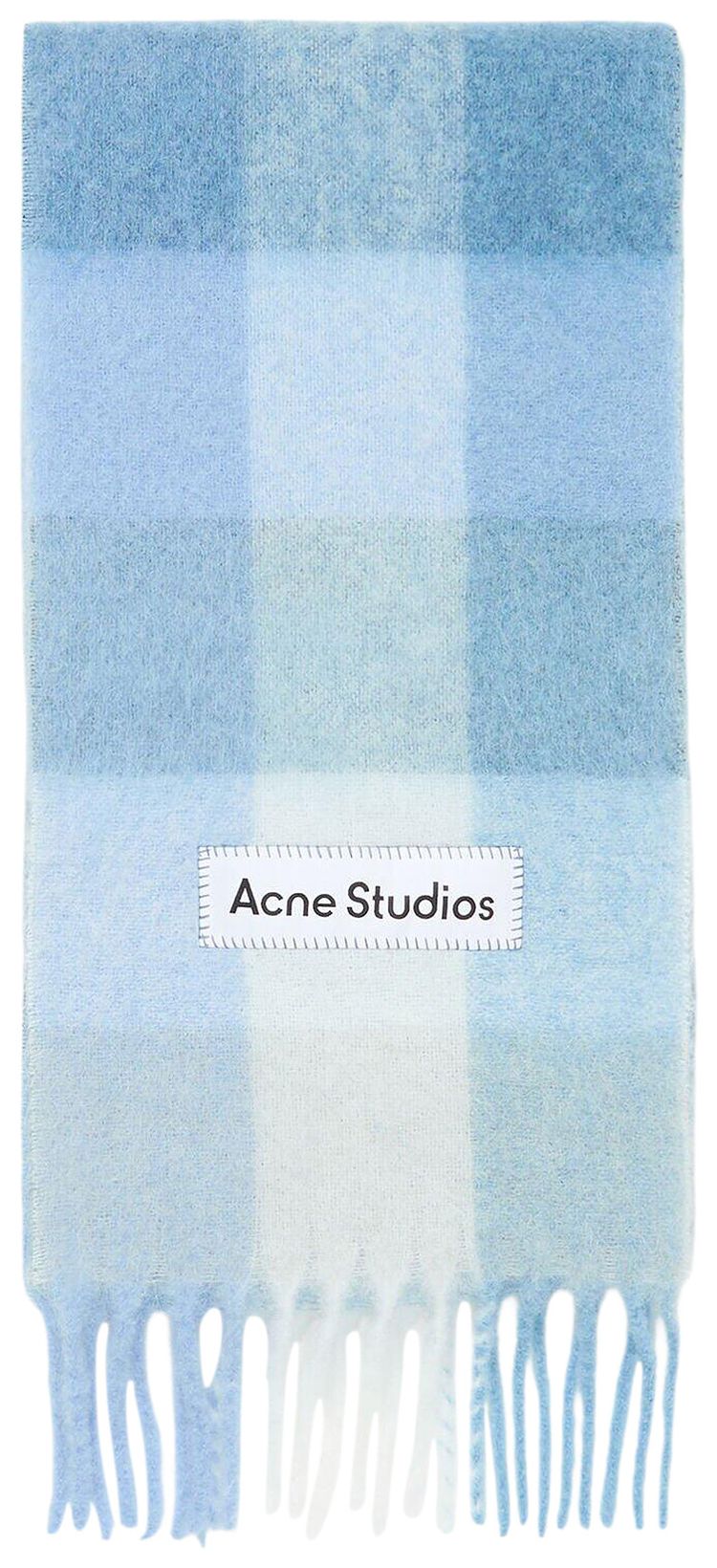 Acne Studios Mohair Checked Scarf Light BlueWhitePowder Blue