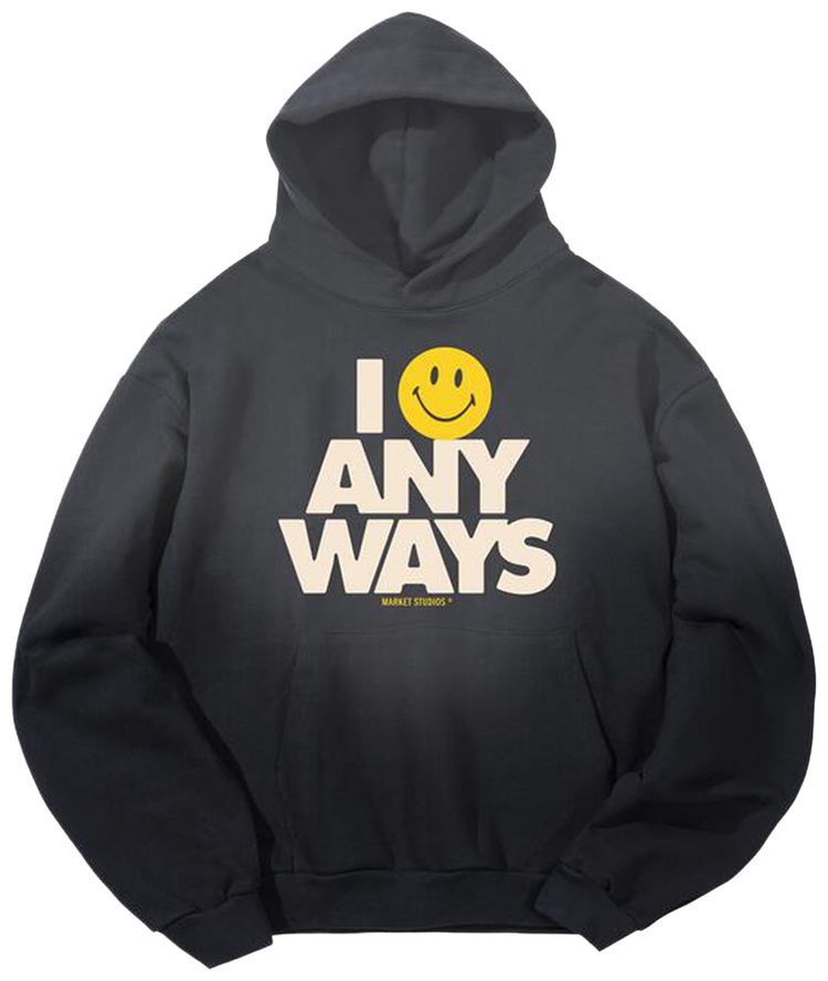 Market Smiley Smile Anyways Hoodie Pirate Black