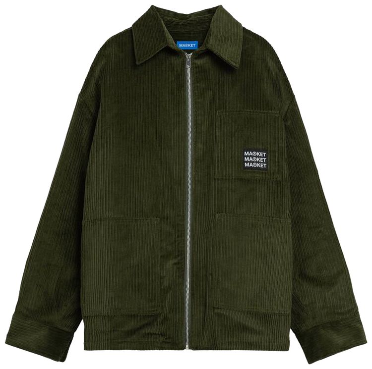 Market Velvet Zip Up Overshirt Kelp