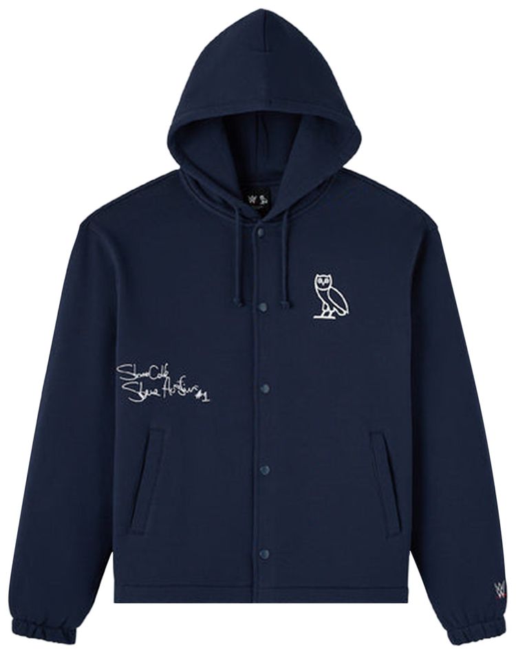 OVO x WWE OVO Stone Cold 316 Hooded Fleece Jacket Night Owl Navy
