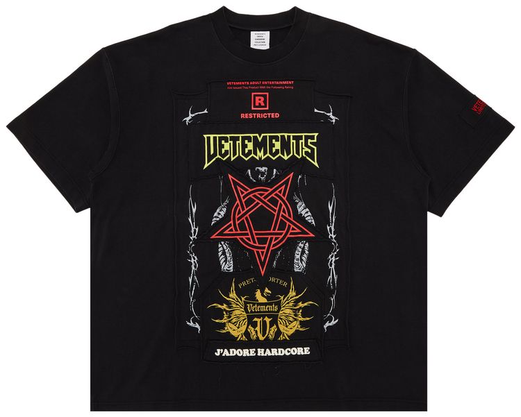 Vetements JaDore Hardcore Patchwork T Shirt Black