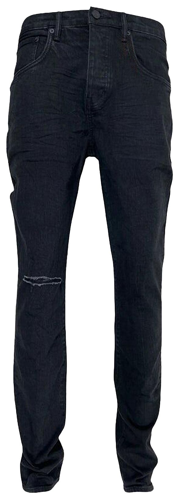 PURPLE BRAND Knee Slit Rinse Slim Denim Black