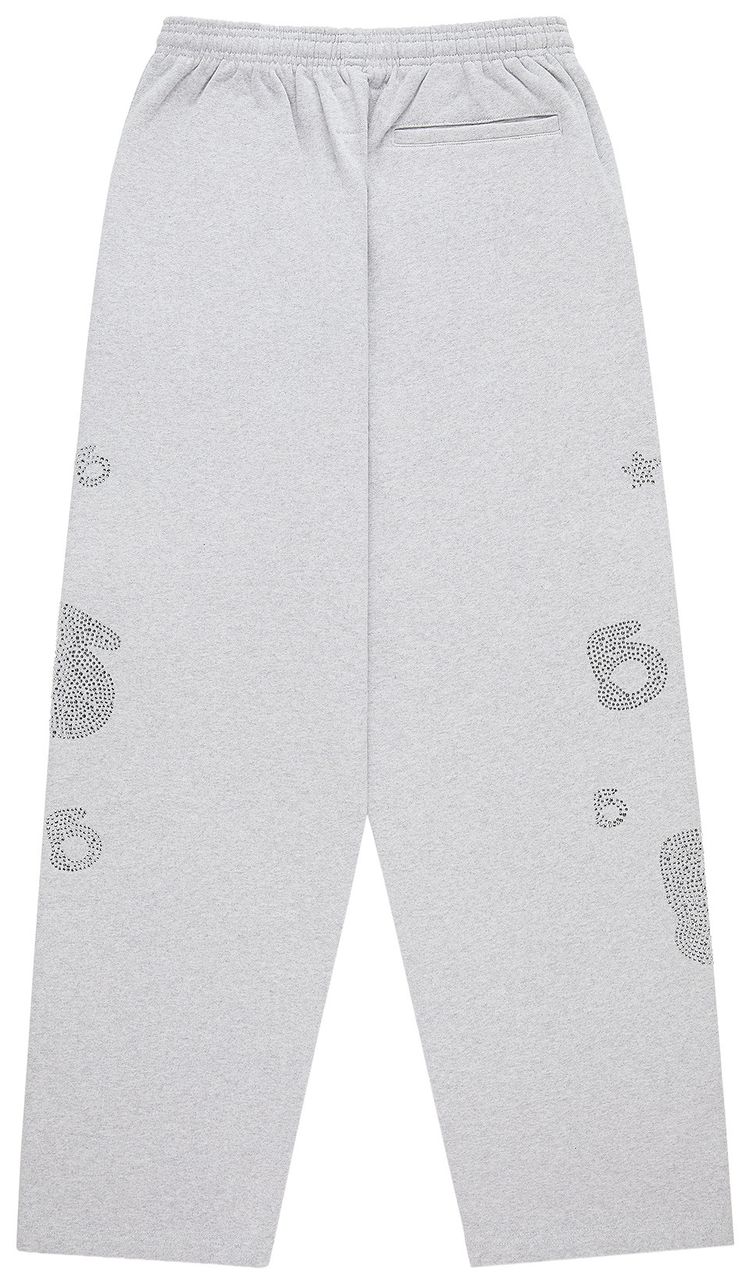 Sp5der Rhinestone Beluga V2 Wide Leg Sweatpant Heather Grey