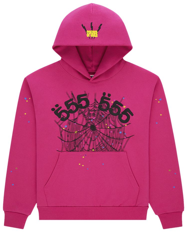 Sp5der Angel Number Hoodie Pink