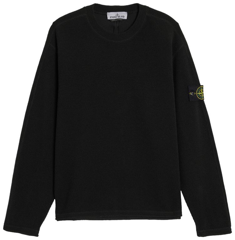 Stone Island Ribbed Wool Nylon Sweatshirt Black