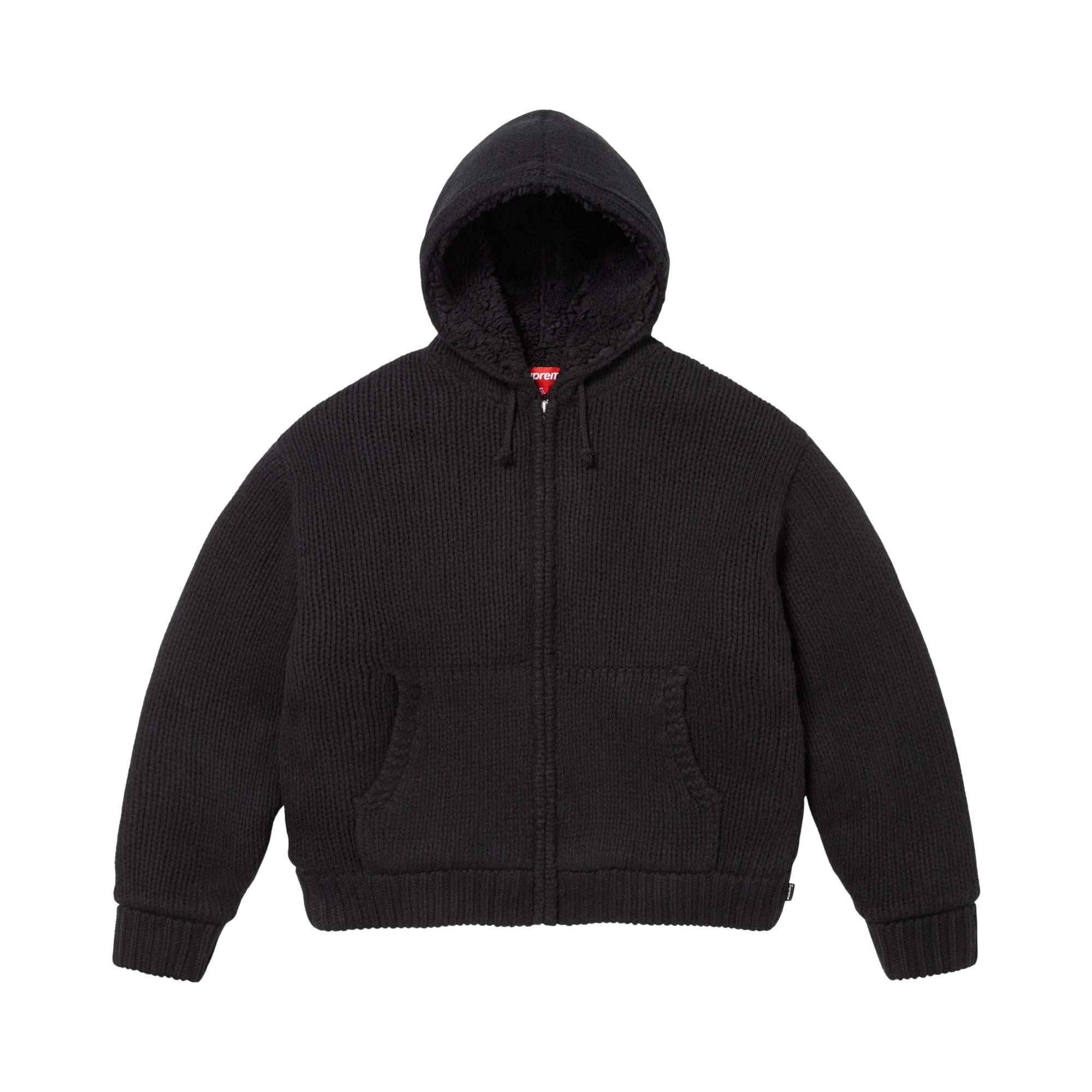 Buy Supreme Faux Shearling Lined Zip Up Hooded Sweater 'Black