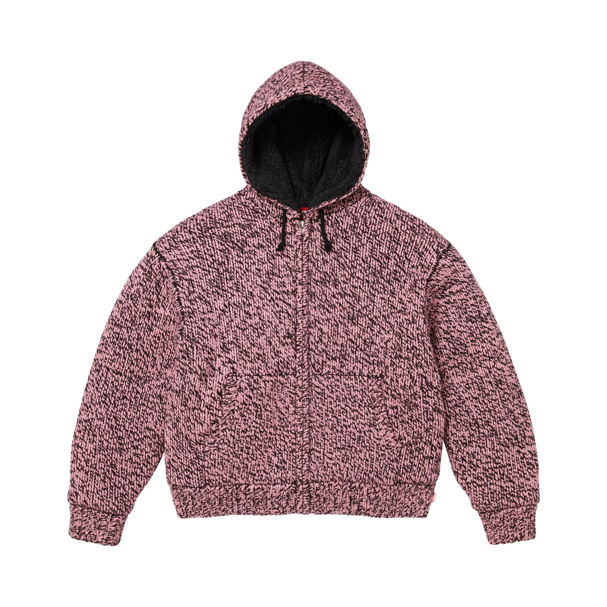 Buy Supreme Faux Shearling Lined Zip Up Hooded Sweater 'Pink