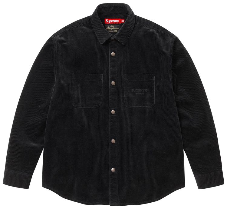 Supreme Wide Wale Corduroy Snap Shirt Black