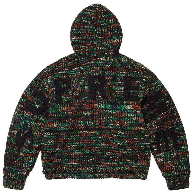 Supreme Faux Shearling Lined Zip Up Hooded Sweater Green MeLange