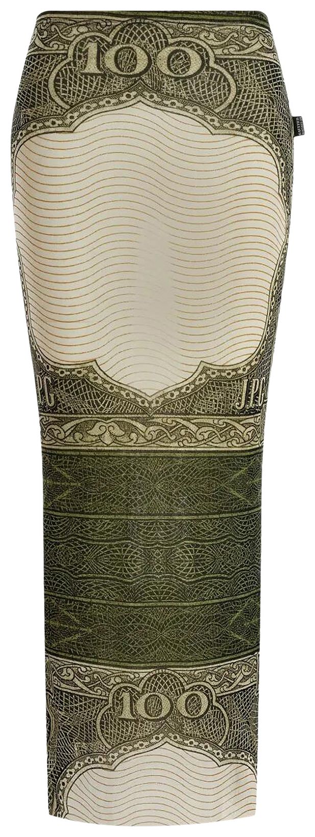 Jean Paul Gaultier Re Edition Mesh Long Skirt Printed Cartouche GreenEcruBlackOrange
