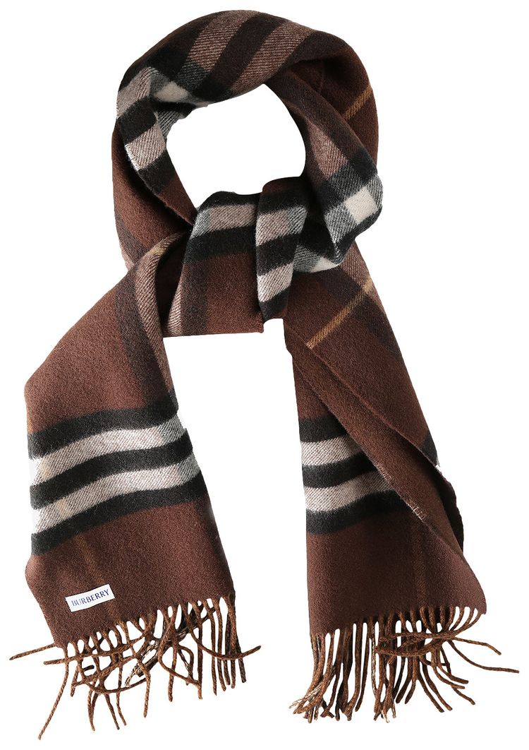 Burberry Reversible Ekd Check Cashmere Scarf Treacle Brown