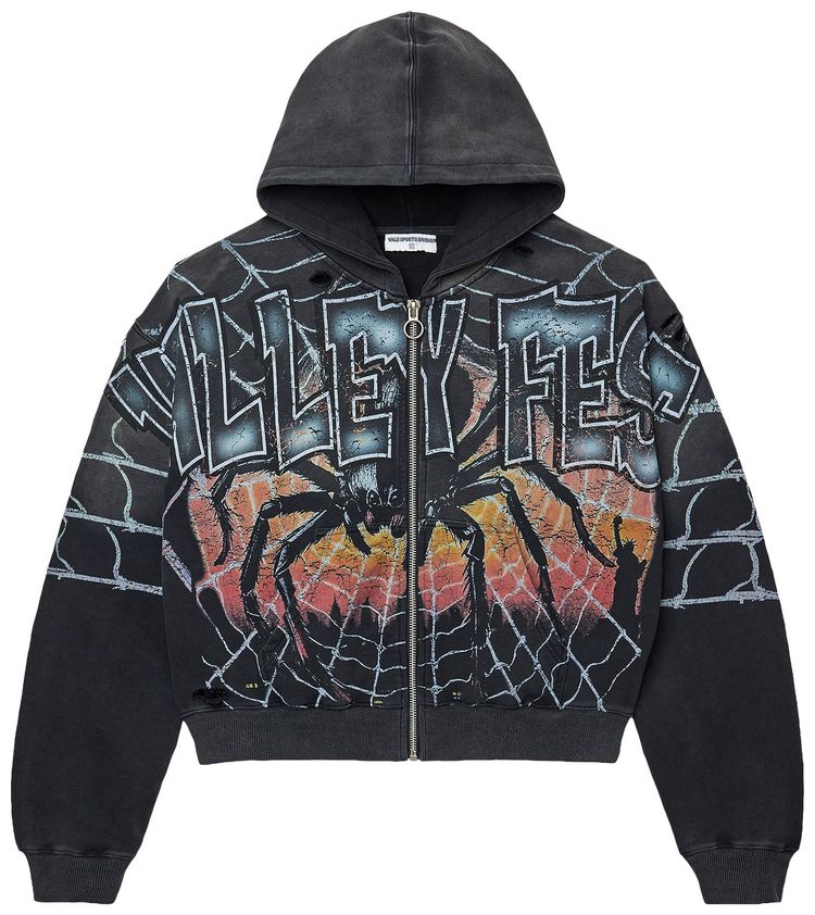 Vale Forever Widow Big Zip Up Hoodie Black