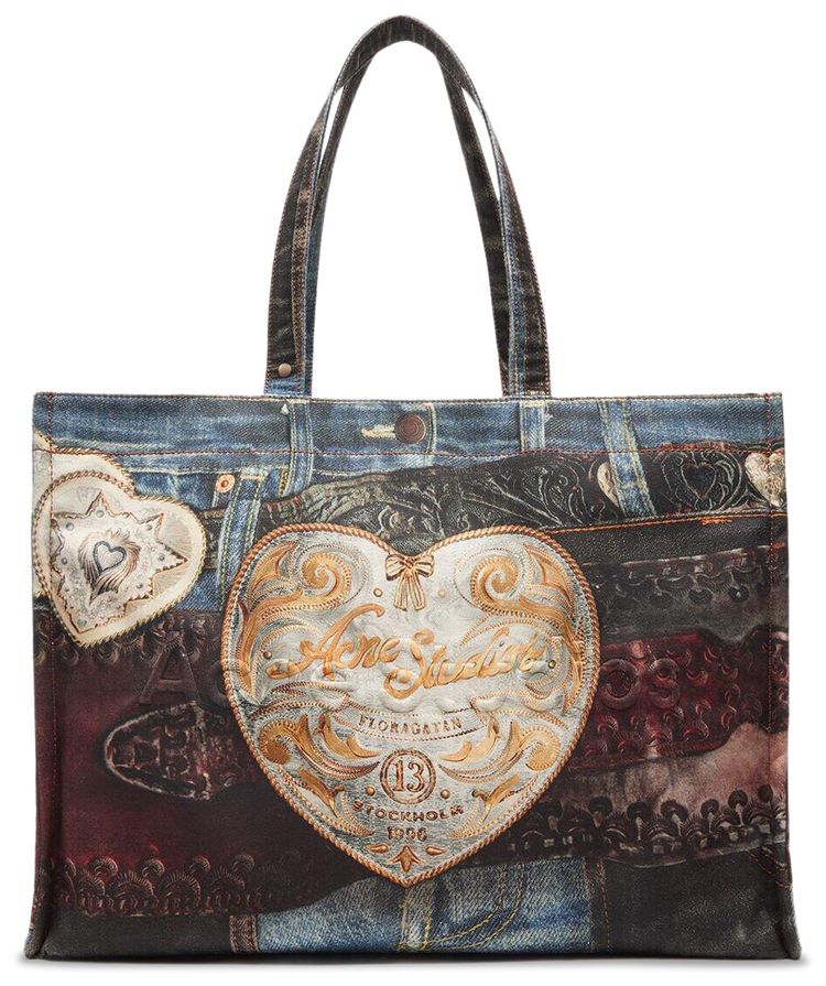 Acne Studios Heart Buckle Logo Shopper Tote Blue