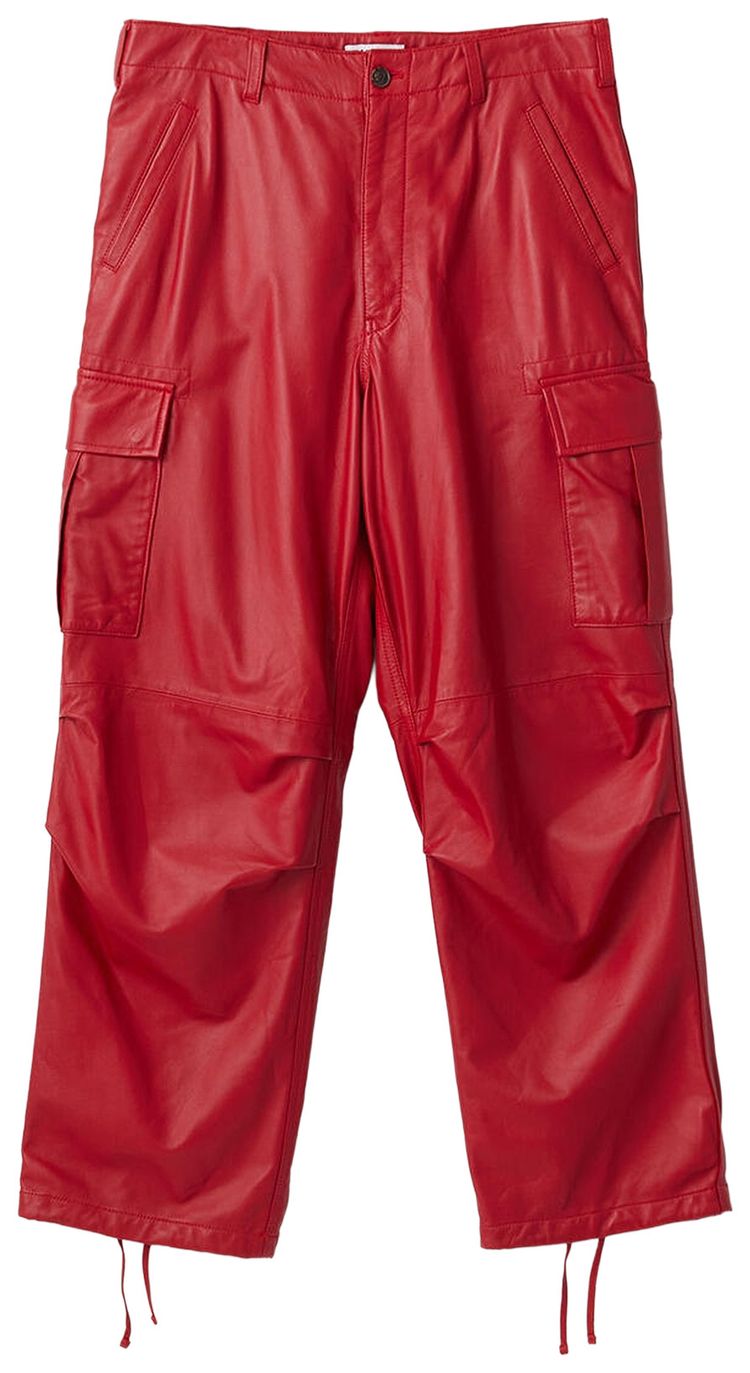 Ambush Leather Cargo Pants Red