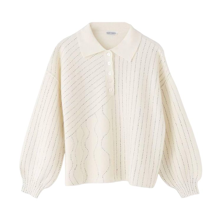 Glass Cypress Embroidered Knit Polo White