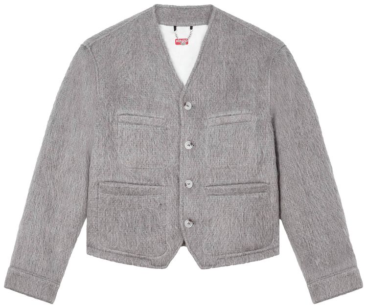 Kenzo Hairy Collarless Jacket Grey