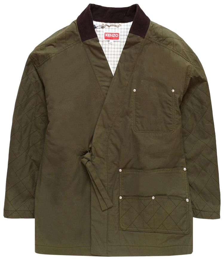 Kenzo Weave Kimono Coat Green