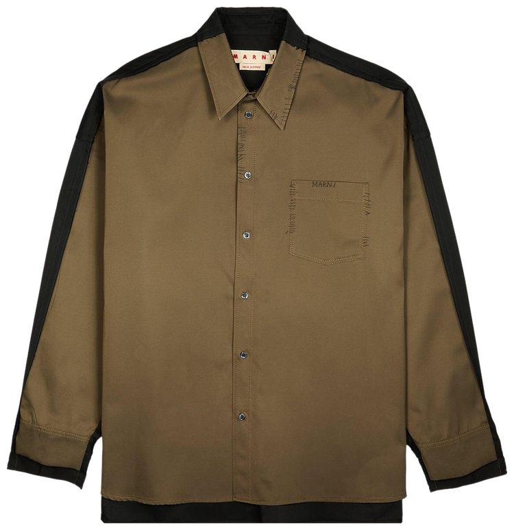 Marni Two Tone Taffeta Shirt Green