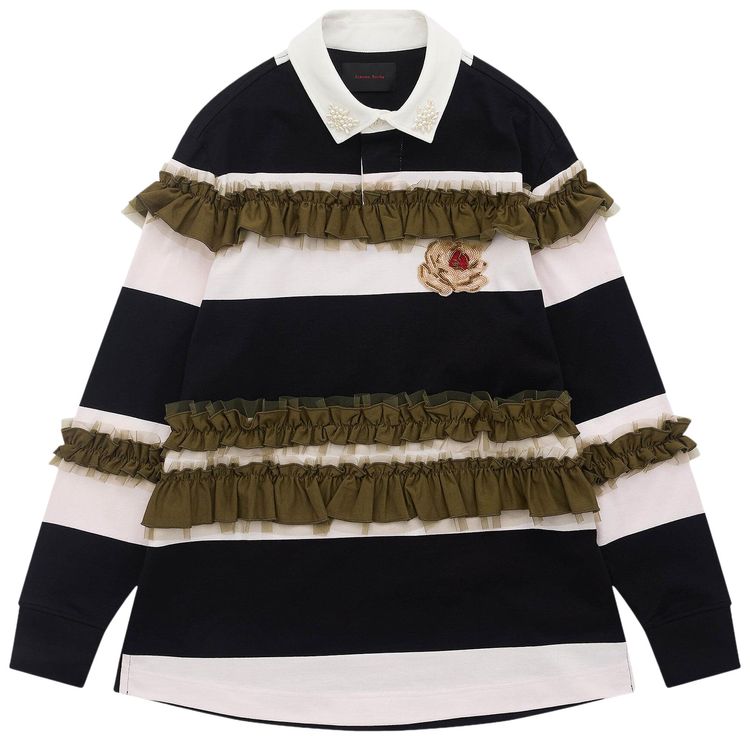 Simone Rocha Ruffle Rugby Shirt With Turbo Embroidery Black