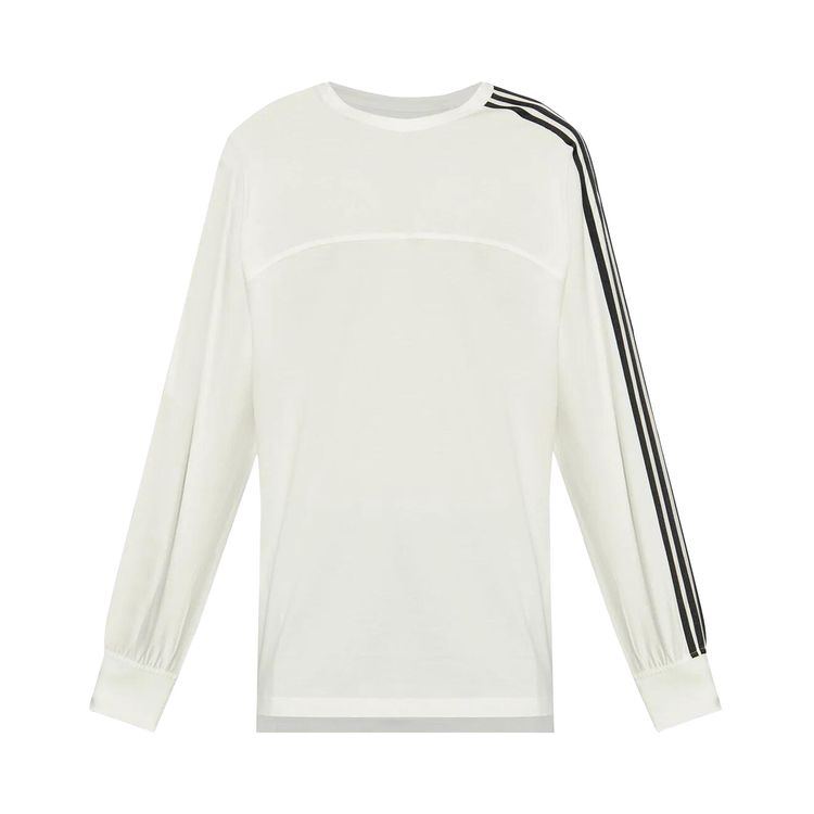 Y 3 3 Stripes Long Sleeve Tee White