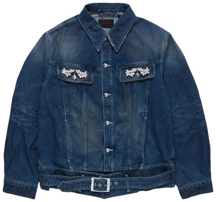 Simone Rocha Belt Waist Tail Denim Trucker Jacket Green