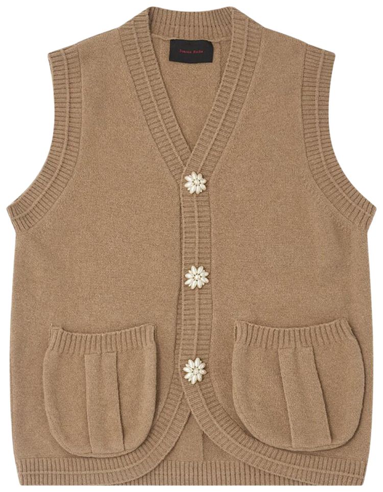 Simone Rocha Knit Vest With Buttons Natural