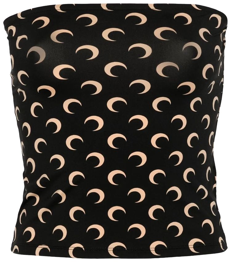 Marine Serre Moon Printed Jersey Second Skin Tube Top Inverse Tan