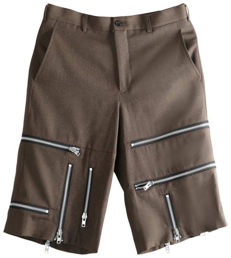 Comme des Garcons Homme Plus Zipper Shorts Top Brown