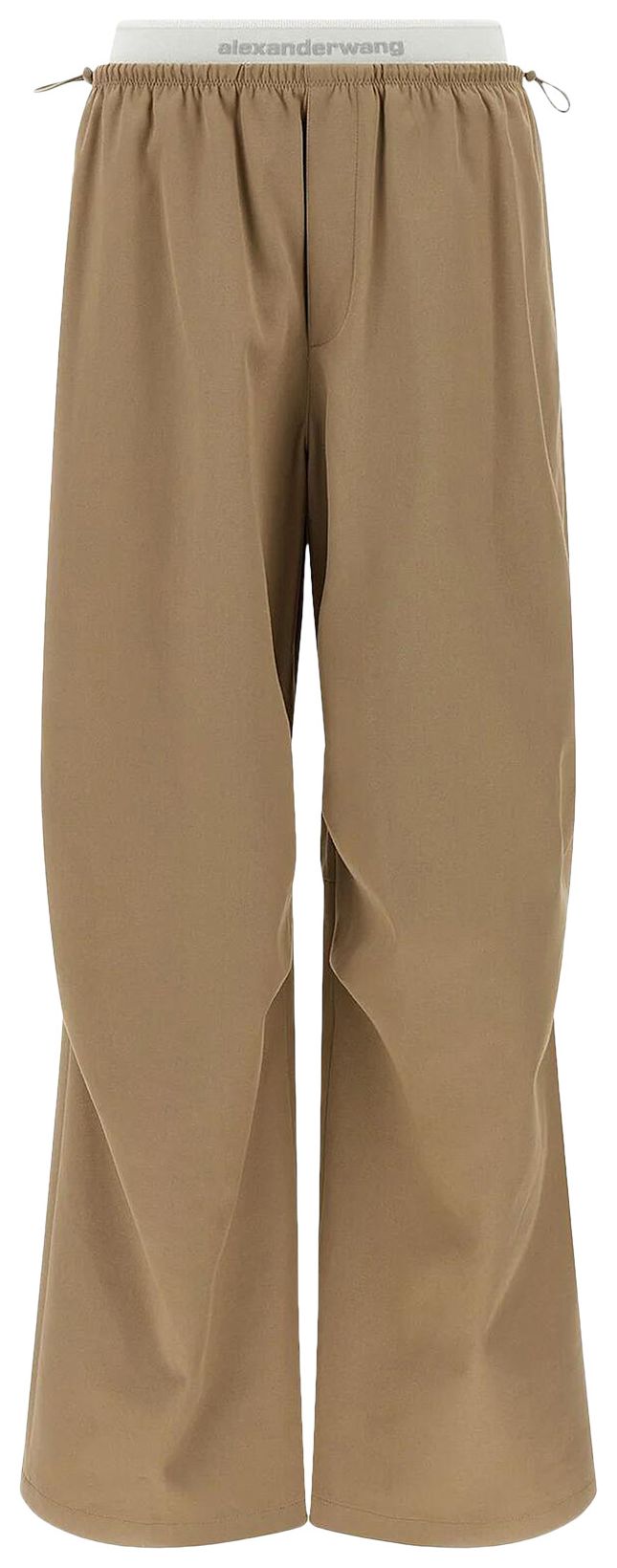 Alexander Wang Articulated Knee Mid Rise Logo Elastic Pants Warm Taupe