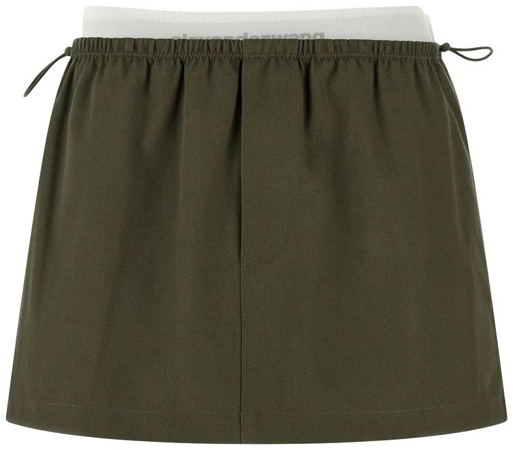 Alexander Wang Mid Rise Mini Logo Elastic Skirt Army Green