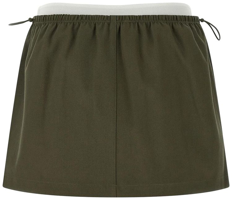 Alexander Wang Mid Rise Mini Logo Elastic Skirt Army Green