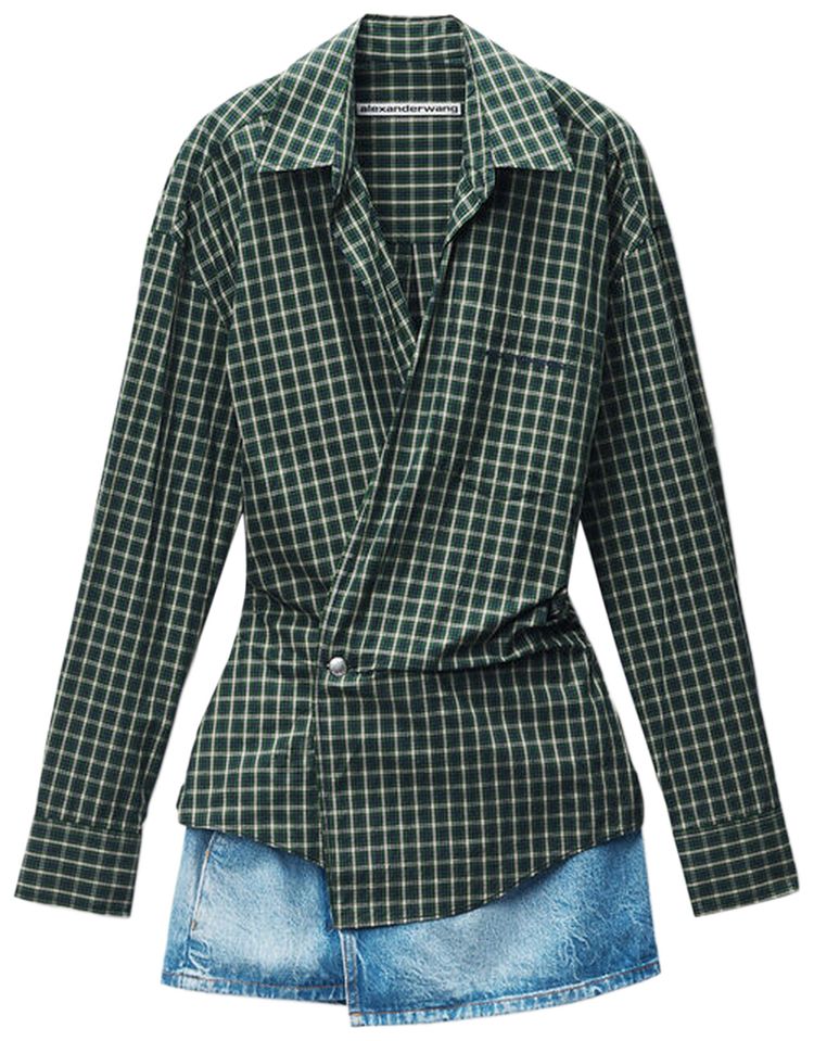 Alexander Wang Pre Styled Mini Wrap Dress GreenNavy