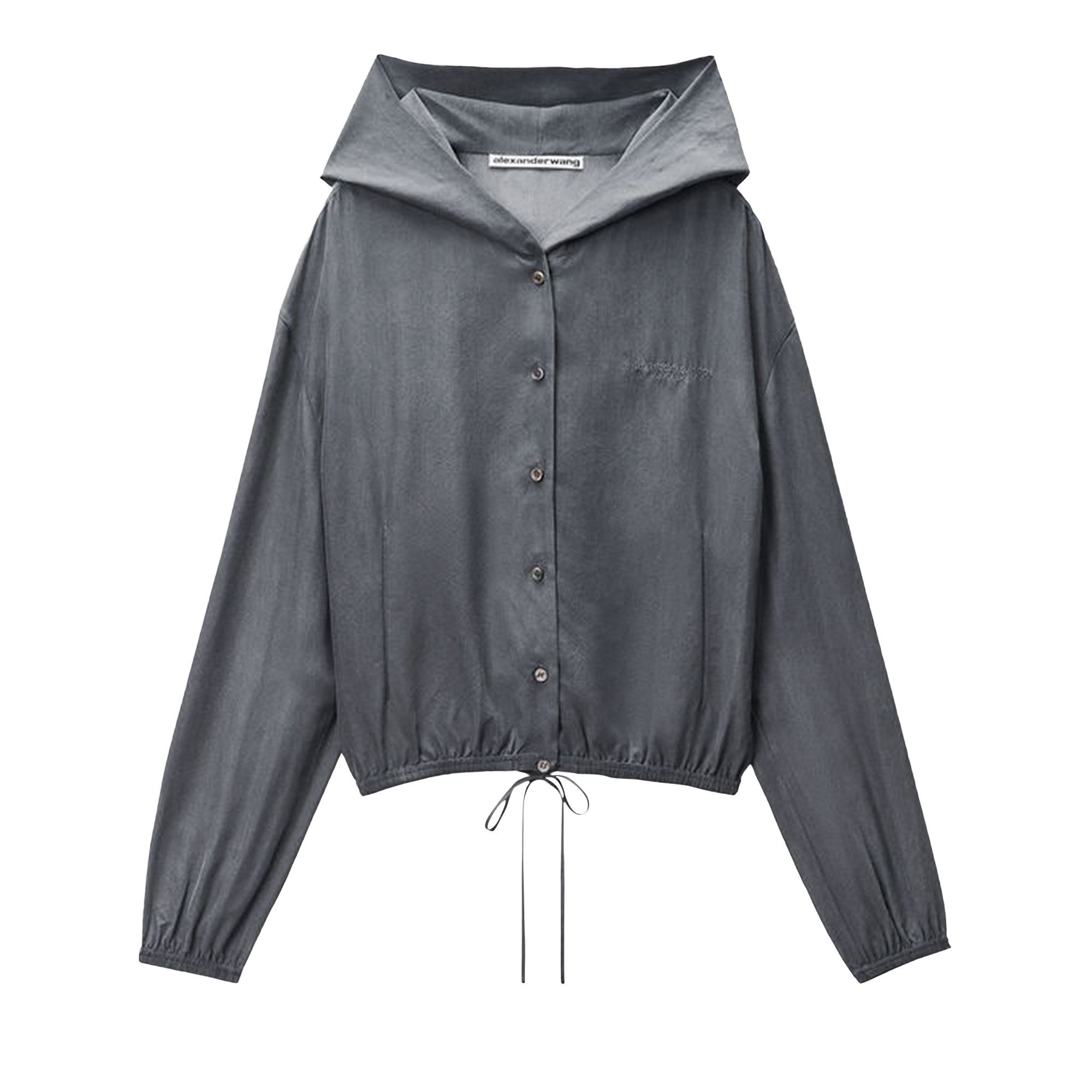 alexander wang グレー　フーディ ALEXANDER WANG - Women Allover Hotfix Shrunken Zip Up Hoodie