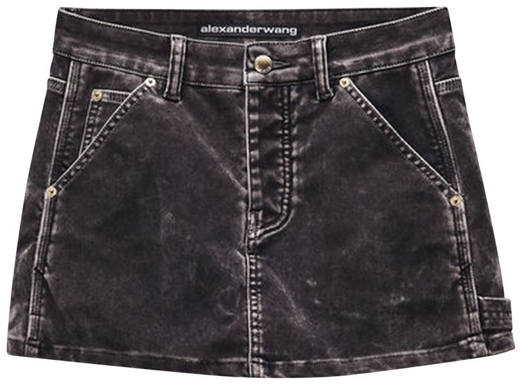 Alexander Wang Flocked High Rise Carpenter Skort Weathered Grey
