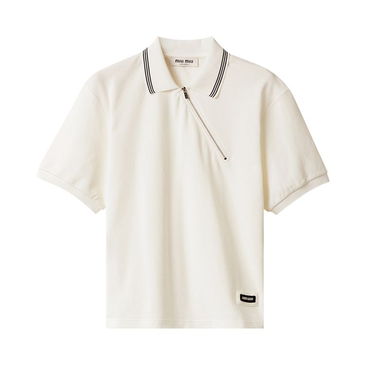 Miu Miu Polo Piquet Jersey White