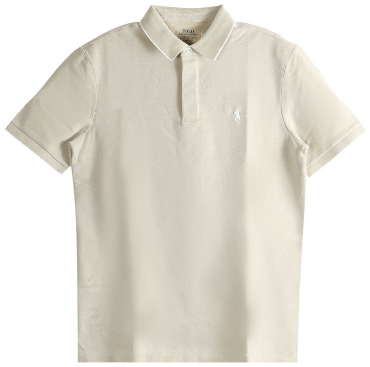 Polo Ralph Lauren Short Sleeve Oxford Polo w Knit Collar Classic KhakiWhite