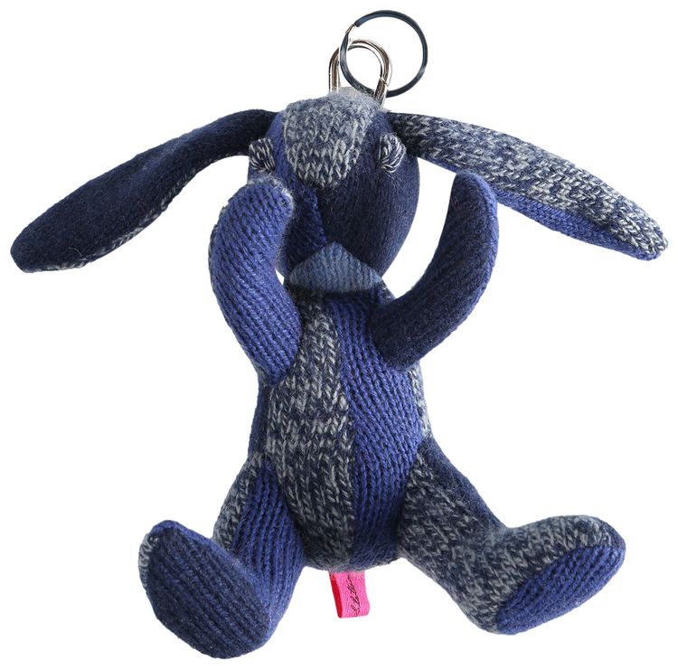 The Elder Statesman Rabbit Keychain Blue Multi