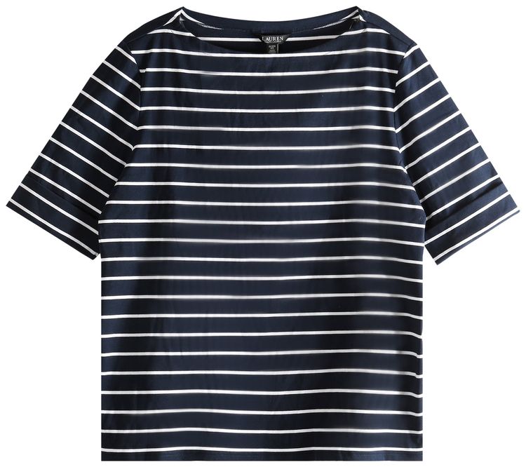 Polo Ralph Lauren Stripe Elbow Sleeve Knit Top NavyWhite