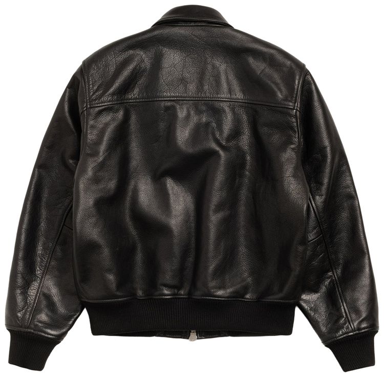Stussy Leather Flight Jacket Black
