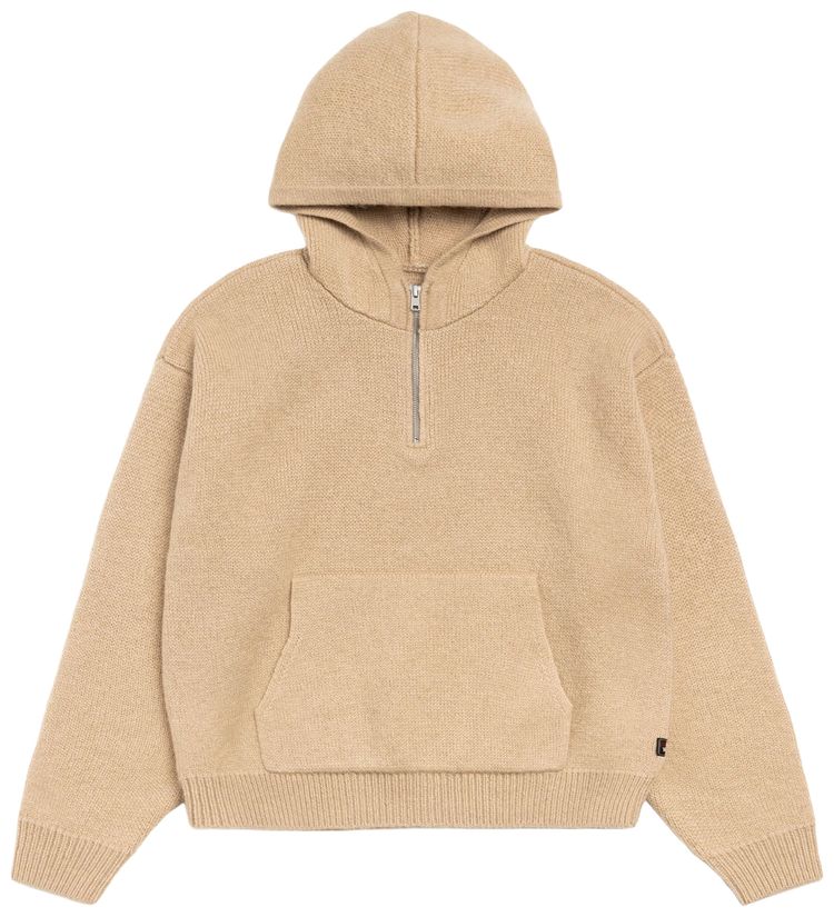 Stussy Quarter Zip Knit Hoodie Tan