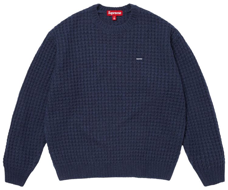 Supreme Small Box Waffle Sweater Navy