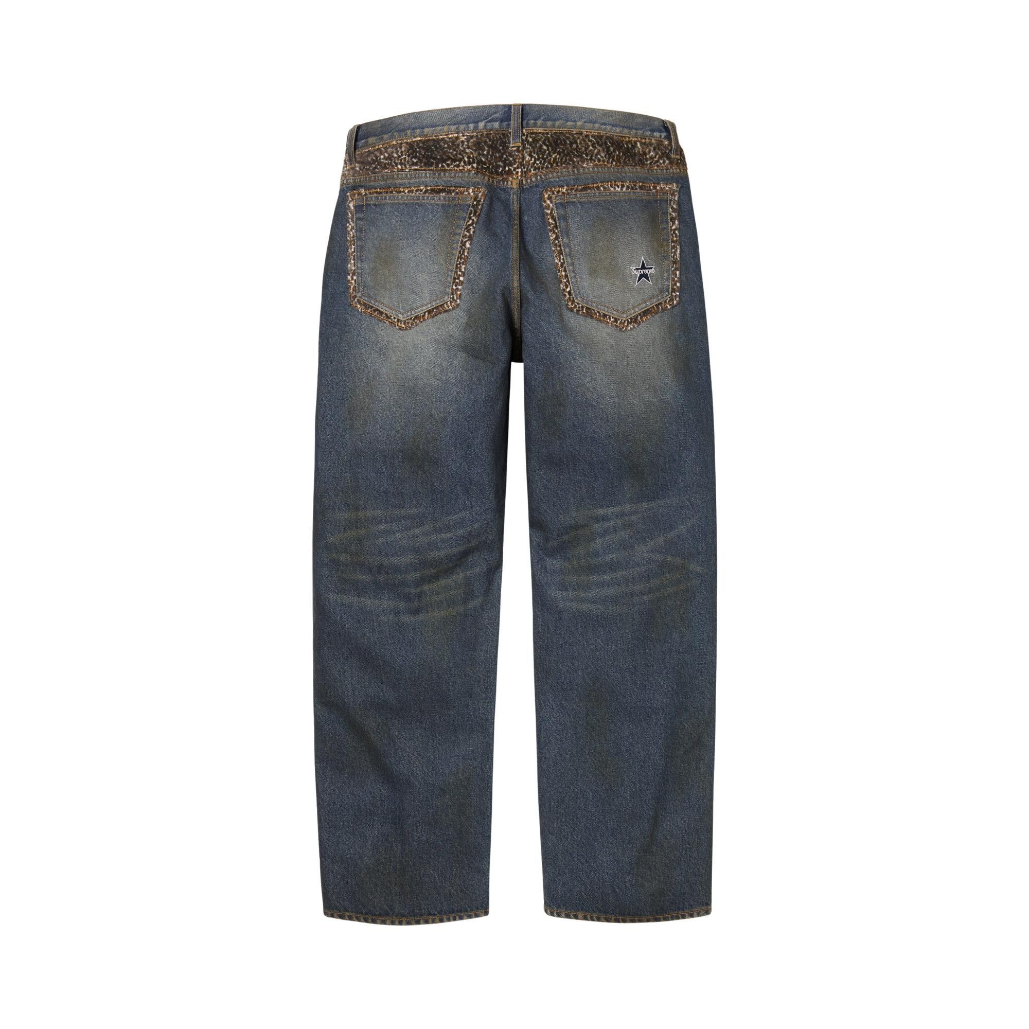 Buy Supreme Leopard Faux Fur Loose Fit Jean 'Washed Indigo