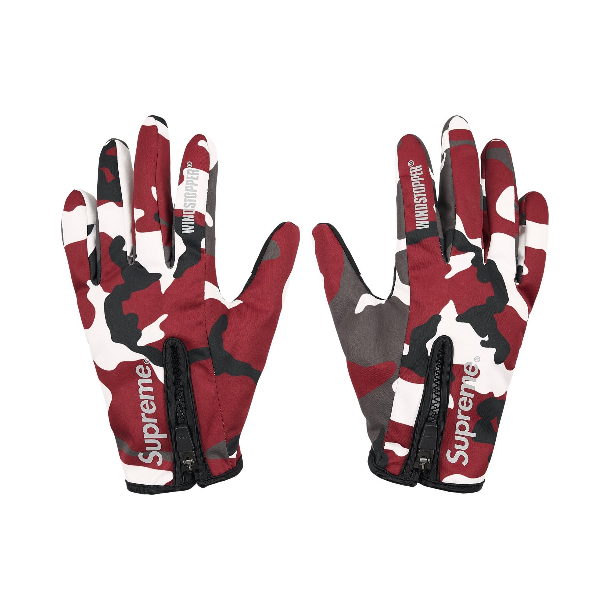 Buy Supreme Windstopper Zip Gloves 'Red Camo' - FW25A55 RED CAMO