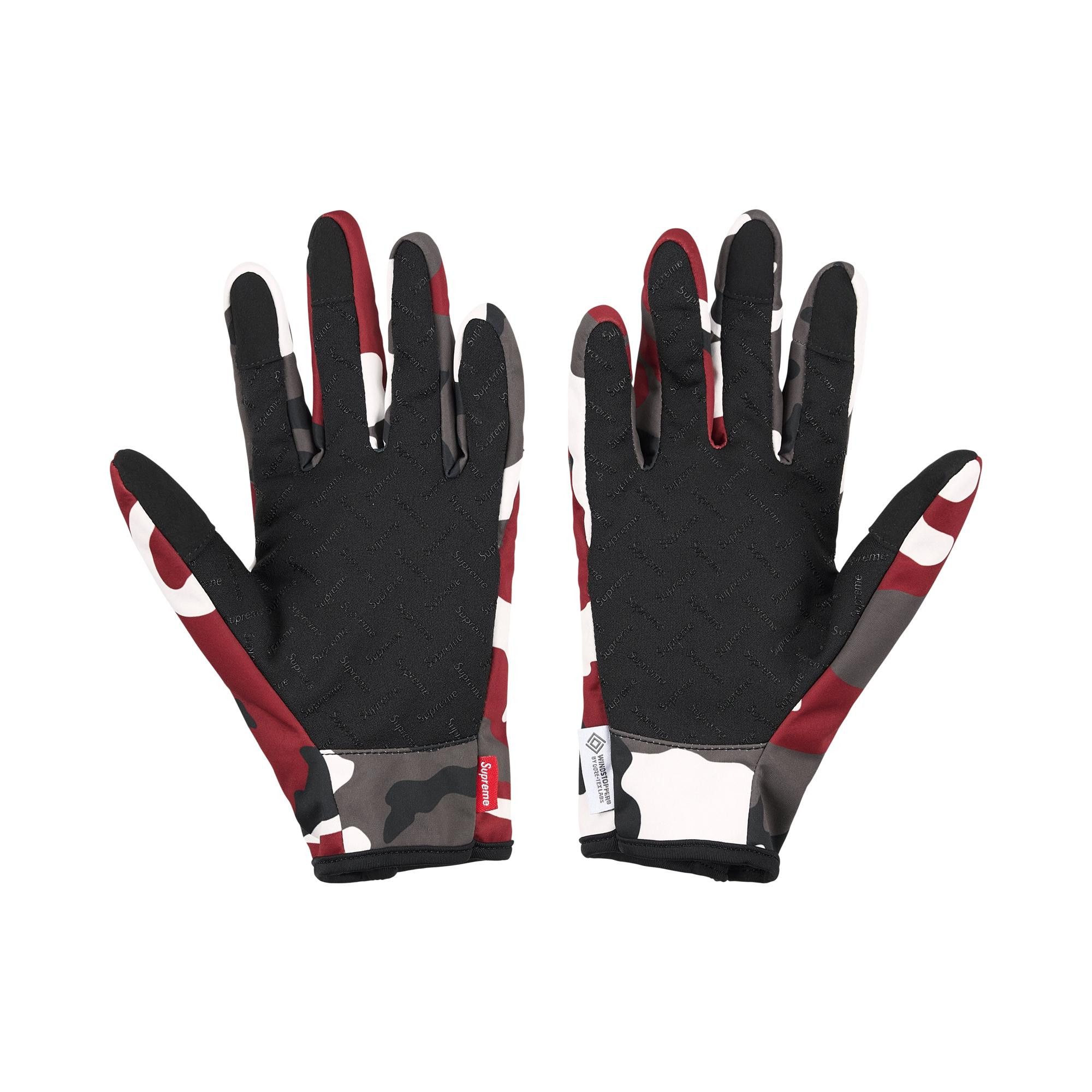 Buy Supreme Windstopper Zip Gloves 'Red Camo' - FW25A55 RED CAMO