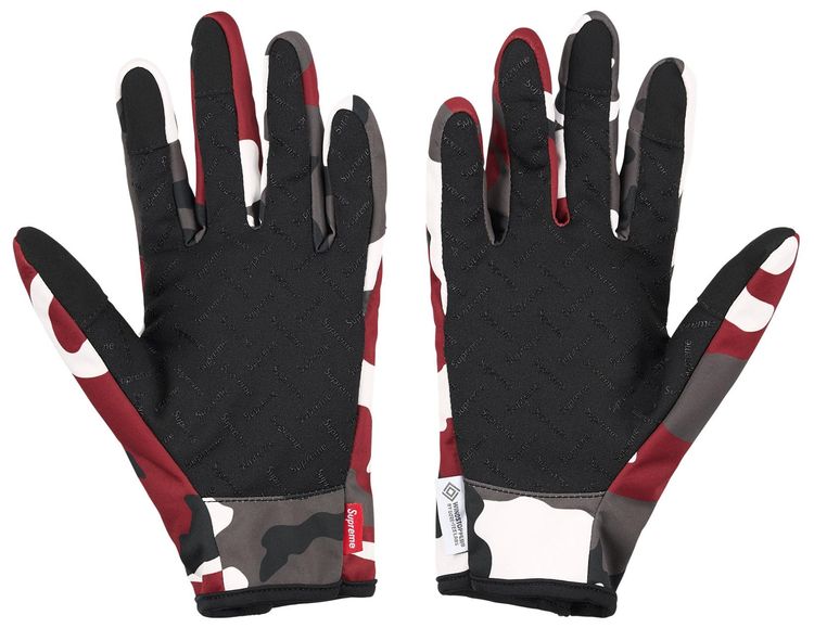 Supreme Windstopper Zip Gloves Red Camo