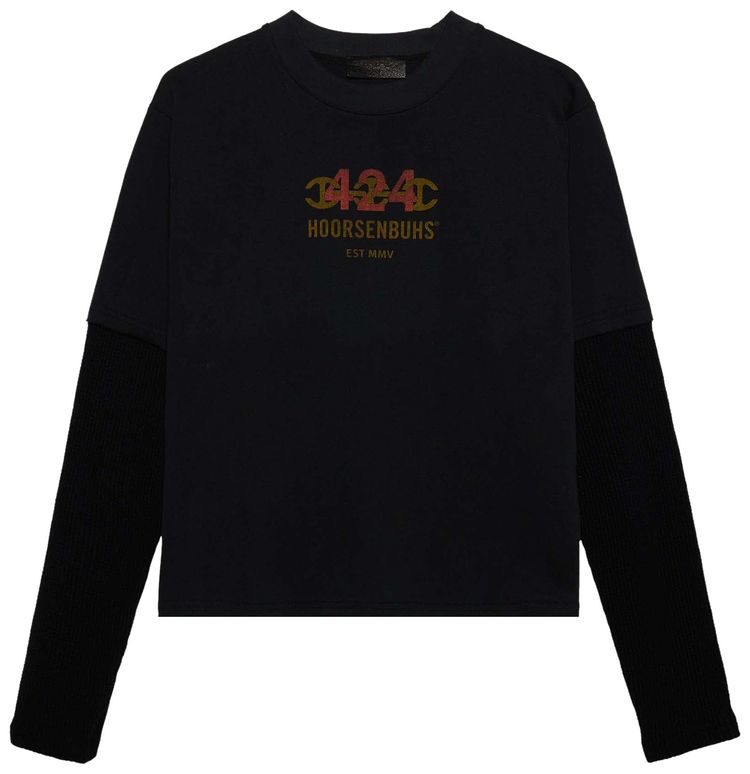 424 Cropped Double Sleeve With Thermal Black