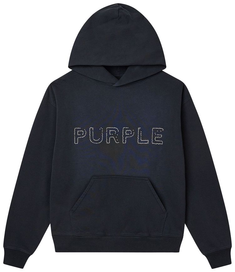 PURPLE BRAND French Terry Pullover Hoodie Black